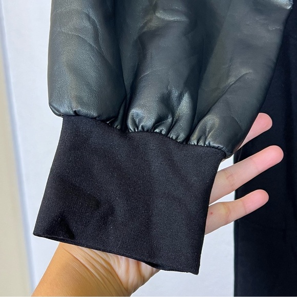 Belle by Kim Gravel Women’s V-Neck Black Faux Leather Mix Dress Size M - Picture 2 of 11